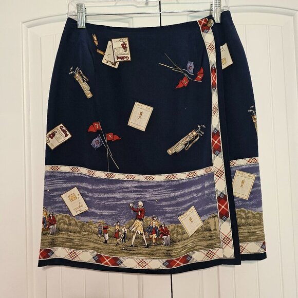 Talbots Dresses & Skirts - Vintage Women's Talbots Silk Golf Print Wrap Skirt Size 10